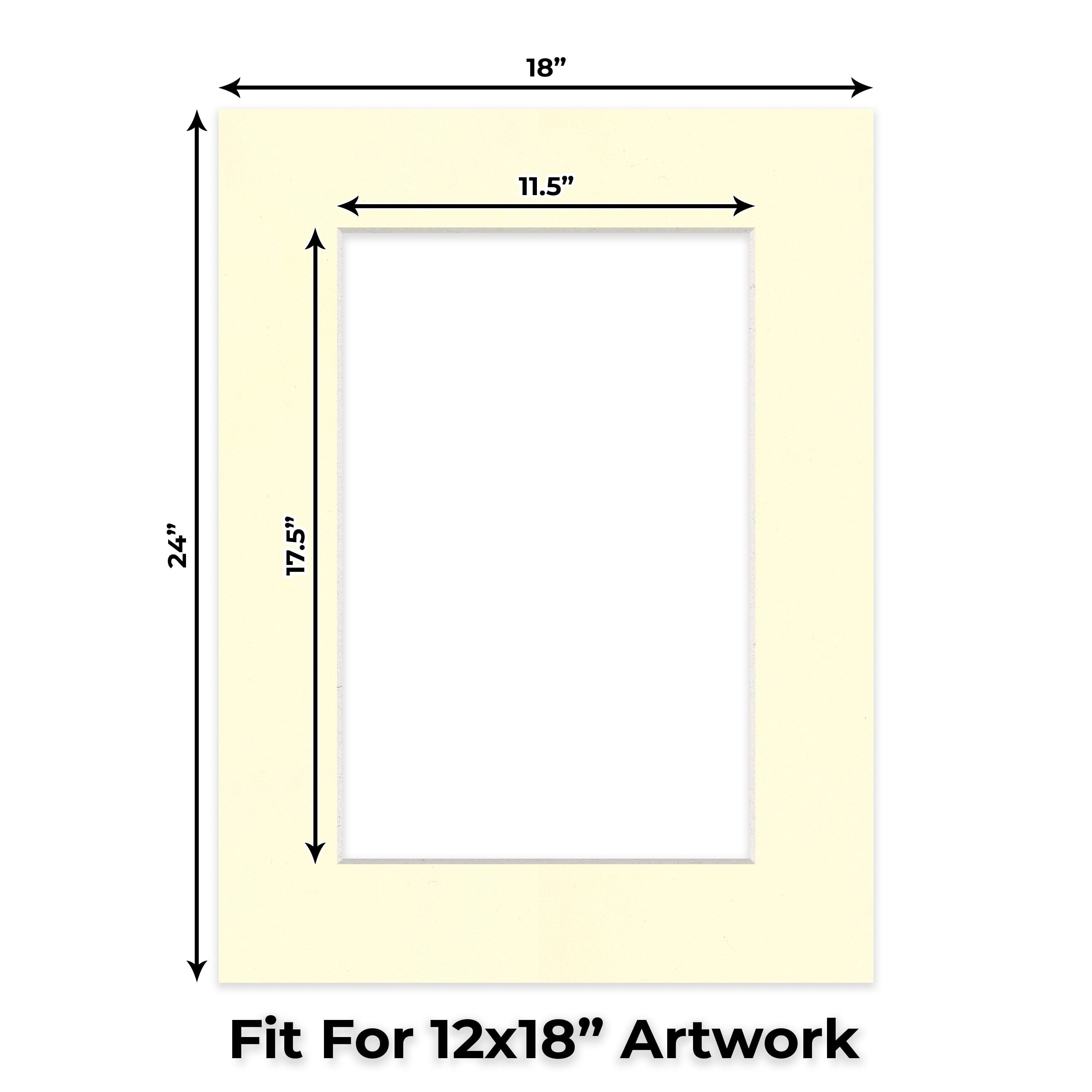 Off White Picture Frame Mat for 18x24 Frames - Fits 12x18 Photos - 1 Mat