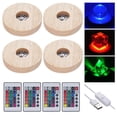 thumbnail image 1 of 4PCS Wooden Light Stand Bases, 3.9" Colorful LED Lights Display Bases with Remote Control, 16-Color Round Lighted Bases, Table Lamp Centerpieces for Crystal, Glass, Resin Art, 1 of 7