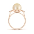 thumbnail image 2 of Angara Golden South Sea Cultured Pearl Ring with Trio Diamonds in 14K Rose Gold for Women | June Birthstone Jewelry for Her, 2 of 8