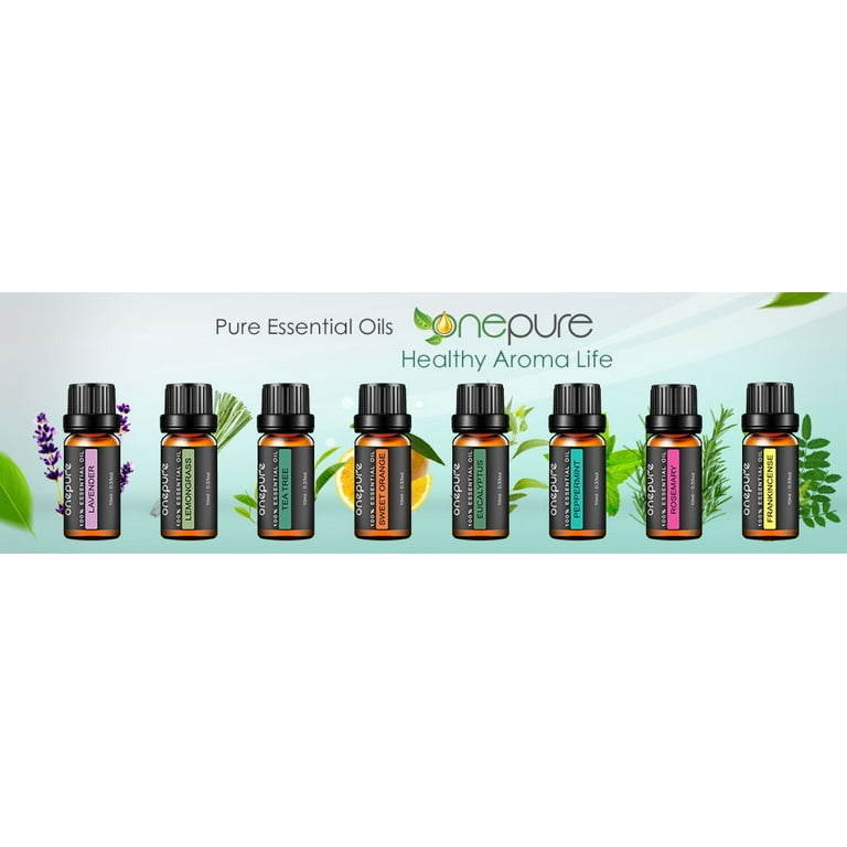 Onepure Aromatherapy Essential Oils Gift Set, 8 Bottles/ 10ml each, 100%  Pure (Lavender, Tea Tree, Eucalyptus, Lemongrass, Sweet Orange, Peppermint,  Frankincense and Rosemary) – Onepure Official Website