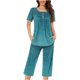 thumbnail image 1 of Sexy Pijama Conjunto para las Mujeres, Cuello Redondo Blusa de Manga Corta Y Pantalones, Traje de Moda Casual, 1 of 9