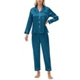 thumbnail image 3 of MOSEYEYOO Womens Satin Pajamas Set Button Down Silk 2 Piece Pj Sets Long Sleeve Sleepwear, 3 of 5