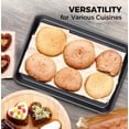 thumbnail image 5 of HONGBAKE 2 Pack 9.7"X7.6" Small Cookie Sheet, 57% Thicker Nonstick 1/8 Toaster Oven Pans, Heavy Duty Cookie Sheet Pan Set, Baking Sheet, Black, 5 of 11