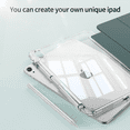 thumbnail image 3 of GKABXY Transparent case for iPad Air 11 inch (M3/M2) 2025/2024, iPad Air 5th/4th Generation 10.9 inch Case, with Pencil Holder, Trifold Stand,Green, 3 of 8