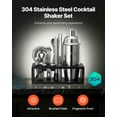 thumbnail image 3 of VEVOR Cocktail Shaker Set 13 Pcs Bar Tool Set Stainless Steel Bartender Kit Silver, 3 of 9
