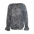 thumbnail image 4 of Guardurnaity Blusa de mujer con cuello en V con cordones en la parte de manga larga casual camisa suelta Prendas para la parte del cuerpo Impreso 2 SG, 4 of 6