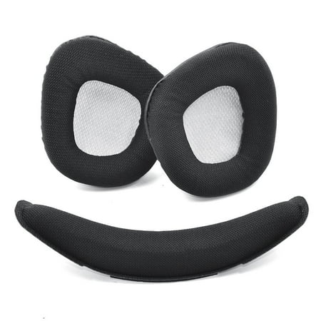 1 Pair Protein Leather Soft Headphone Foam Cushion Cover Ear Pads Headband Replacement GREY EAR PADS-HEADBAND