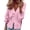 ZB-Pink Blouses, variant on Jsaierl Women's Casual Solid Color Ruffle Collar Long Sleeve Ruffle Shirt Blouse V Neck Peasant Sleeve Button Down Shirt Tops