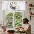 thumbnail image 5 of Bow Daisy Window Valance Curtain Watercolor Wreath Rod Pocket Short Curtain for Living Room, Bedroom & Kitchen Window Decor 60x18in, 5 of 8