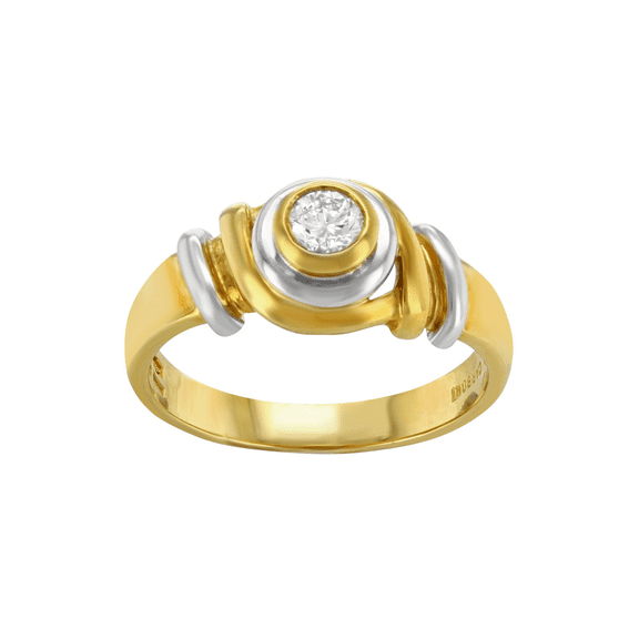 Rachel Koen Diamond Ladies Ring 18K Yellow White Gold 0.20 Cttw Size 8