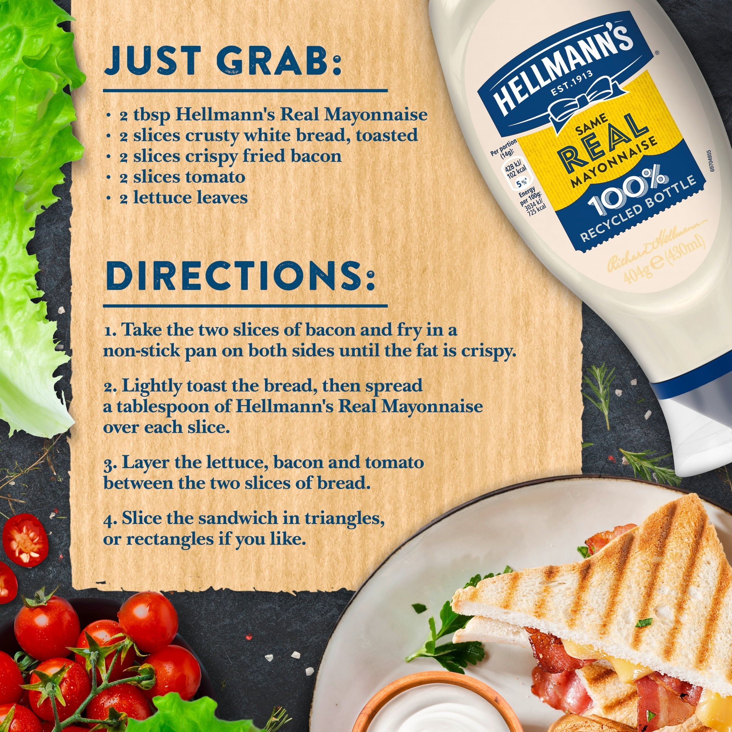 Hellmann's Real Mayonnaise Squeezy 430ml, Imported from Britain