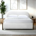 thumbnail image 2 of Omax Decor Valencia Upholstered Platform Queen Bed in White Cream Boucle Fabric, 2 of 10