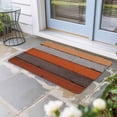 thumbnail image 2 of Orange Wooden Doormat Outdoor Entrance 18"x30", Grey Stripe Gradient Country Rustic Grain Absorb Moisture Dirt Door Mats, Non-Slip Rubber Backing Floor Mats Indoor, Low-Profile Front Door Rugs, 2 of 9