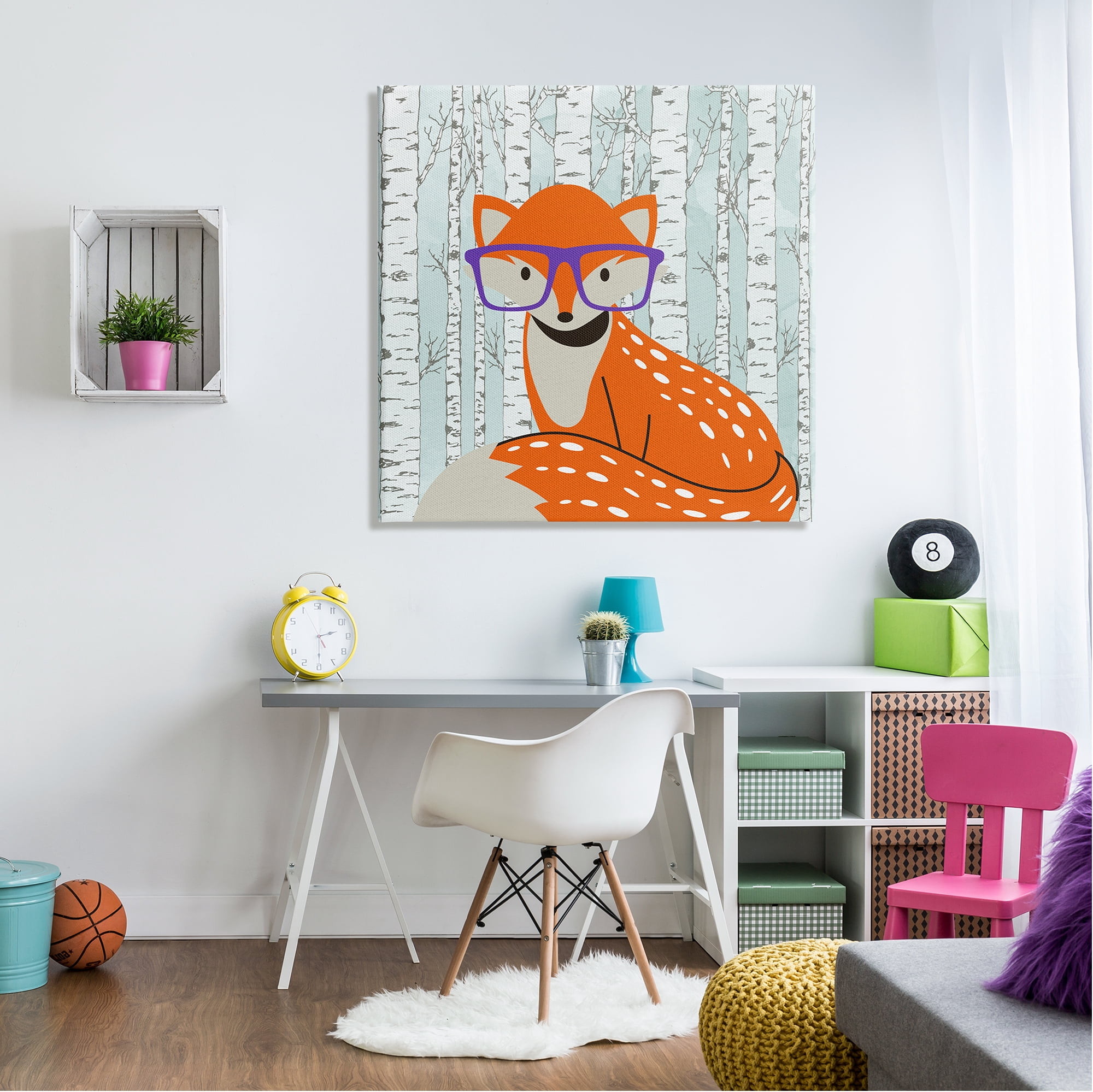 Stupell Industries Fox & Birch Trees Animals & Insects Painting Gallery Wrapped Canvas Art Print Wall Art, 36 x 36