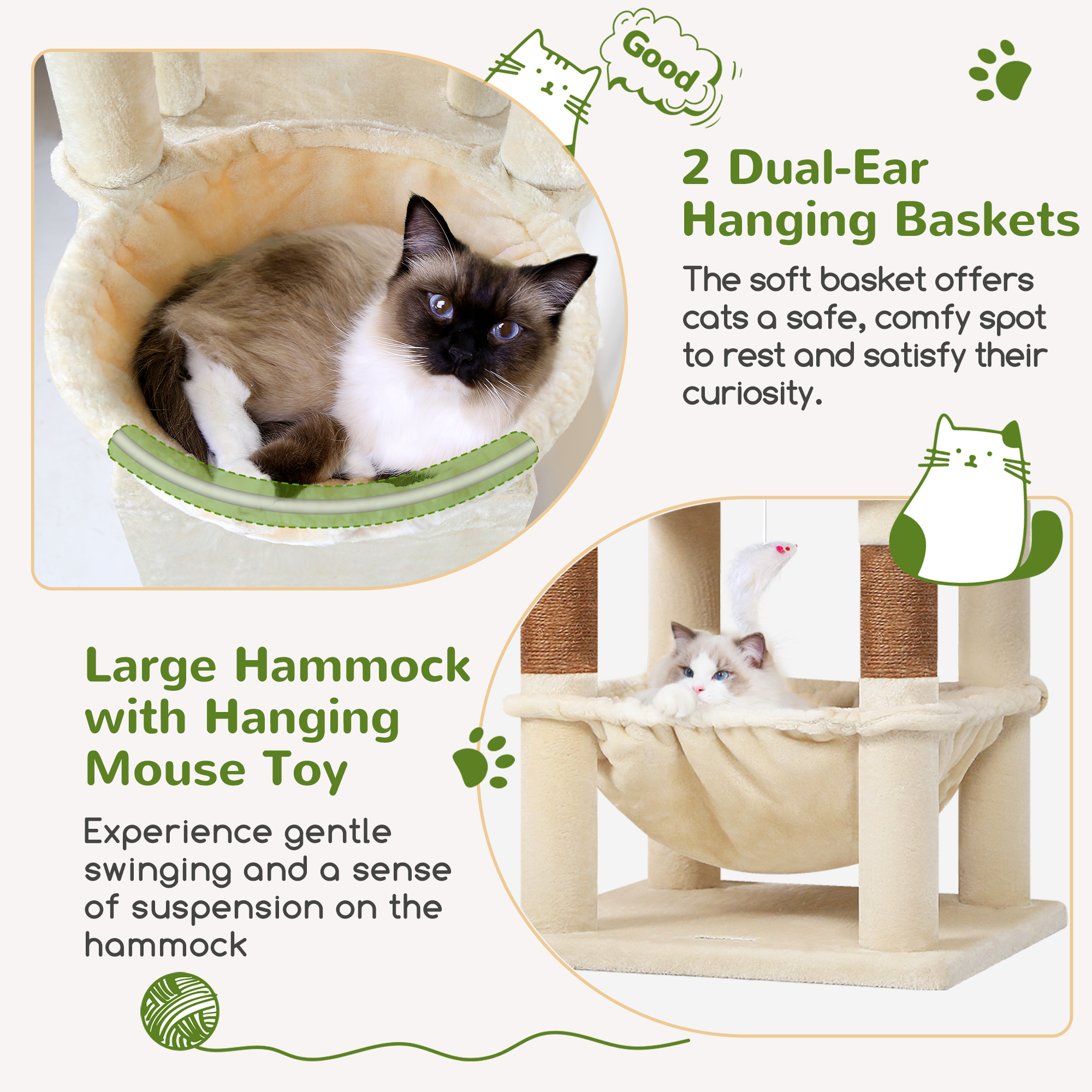 Globlazer 68" Large Corner Cat Tree Tower with Sisal Posts photo 7