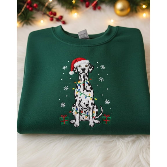 Dalmatian Christmas Embroidered Sweatshirt, Cute Dog Lover Holiday Sweater, Dalmatian Mom Shirt, Funny Xmas Dog Gift