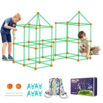 KFFKFF Kids' Construction Playset, 180PCS STEM Fort Kit, Ideal for Children Aged 4-8, Encourages Creative Indoor & Outdoor Play, Includes 120 Connectable Sticks and 60 Balls, Perfect Gift