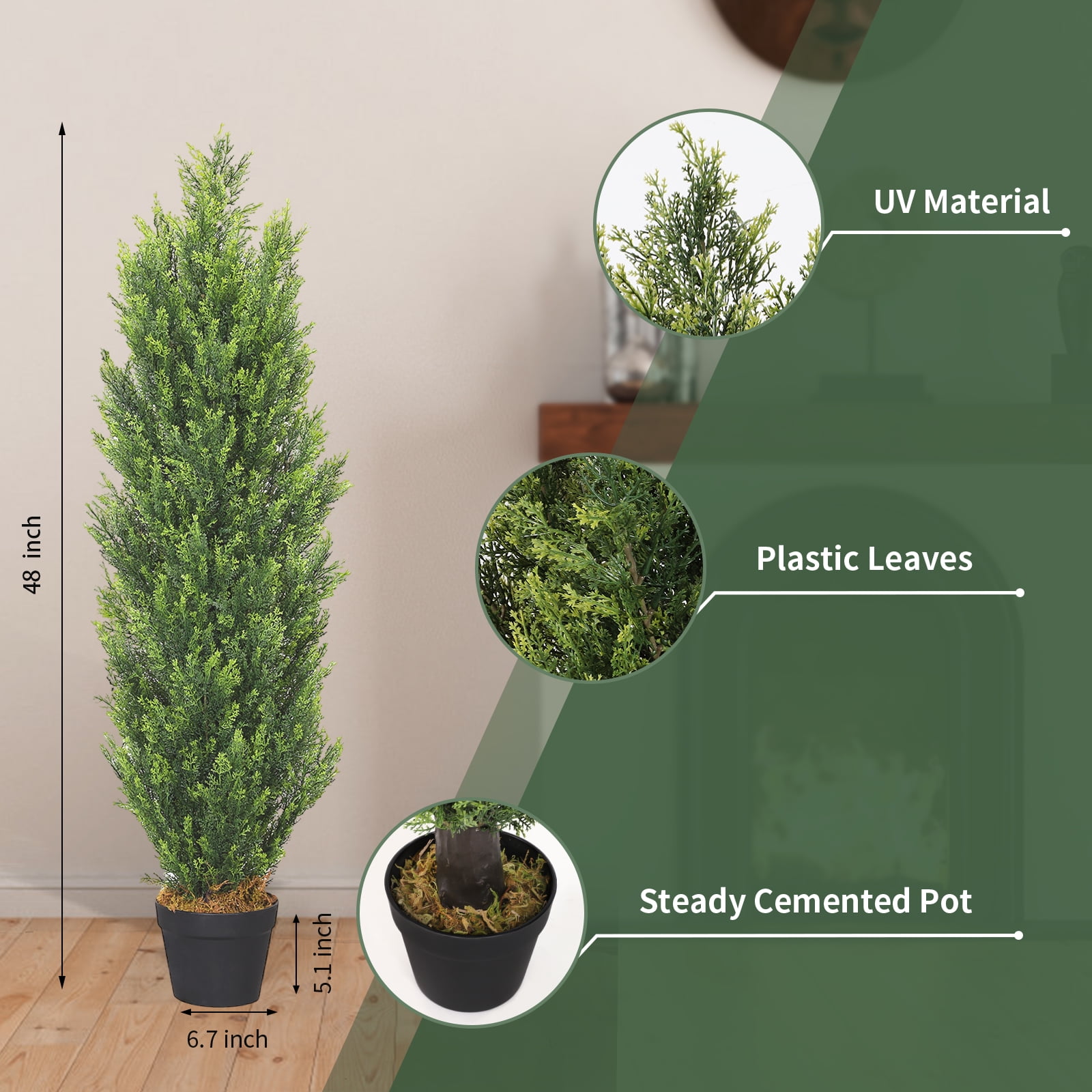 Poetree Artificial Tree 2 Pack 4 ft Outdoor Artificial Topiary Cedar Plants  Fake Tree UV Rated Potted Tree for Perfect Housewarming Gift