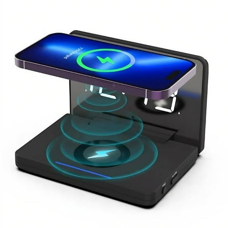 Wireless Charging Digital Alarm Clock with LED Display, USB Port, Dimmable Brightness & Dual Alarm for Bedroom or Office
