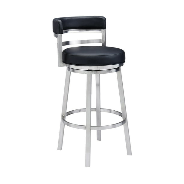 Madrid Contemporary 26 Counter Height, Brushed Bar Stool Black