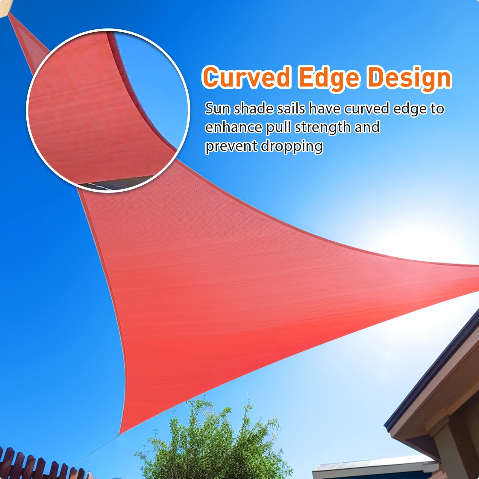 12'X12'X12' HDPE Sunshade Sail, Scarlet
