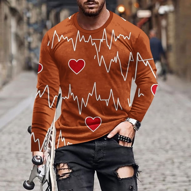Blusas y camisas de manga larga y cuello redondo para hombre, camisetas casuales con estampado de moda y cuello redondo, blusas de licra de manga corta para hombre.
