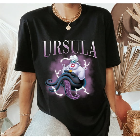 DeliFri Retro Disney Villains Ursula 90s Portrait T-Shirt,The Little Mermaid Shirt,Family Matching Tee Disneyland Trip Gift Unisex Adult Kid T-shirt
