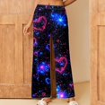 thumbnail image 2 of zbxnLI Plus Size Pajama Pants for Women Heart Printed Pjs Sleep Pants Comfort Waist Wide Leg Lounge Pants, 2 of 6