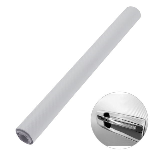 WORGEOUS Etiqueta engomada de DIY del rollo del abrigo de la fibra de carbono 3D para la decoración 30x127cm del vehículo del auto del coche (blanco)