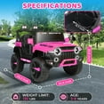 thumbnail image 7 of 24V Kids Ride on Car, 2 Seater Ride on Toy Pink Jeep for Big Kids with Remote Control, Kids Electric Vehicles Cars, 3 Speeds, LED Lights, Bluetooth Music, Pink, 7 of 7