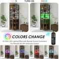 thumbnail image 5 of Frmobepts Corner Bar Cabinet with Power Outlet, 6-Tiers Industrial Wine Cabinet with LED Strip and Glass Holder for Living Room, Kitchen, Rustic Brown, 5 of 9
