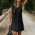 thumbnail image 1 of SMihono Robe d'Été Boho pour Femmes Grande Taille Robe Ajustée d'Été Décontractée Mode Dentelle Sans Manches Couleur Unie Robe de Bal, 1 of 5
