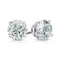 14k White Gold Round White Sapphire 3mm Stud Earrings Jewelry Gift for Women Plated by Paris Jewelry