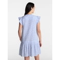 thumbnail image 4 of Time and Tru Women's Double Cloth Mini Dress with Flutter Sleeves, Sizes XS-XXXL, 4 of 6