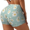 thumbnail image 2 of Sigee Floral Daisy Print Women's High Waist Workout Shorts - Squat Proof, Tummy Control, Yoga and Gym Activewear-Small, 2 of 9