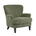 thumbnail image 3 of Christopher Knight Home Contemporary Boucle Upholstered Chair with Flared Armrest and Wood Frame, Olive Green, 3 of 9