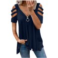 thumbnail image 1 of Wangscanis Women T-shirt, Leopard Printed Pattern Short Sleeve V-neck Tops, 1 of 2