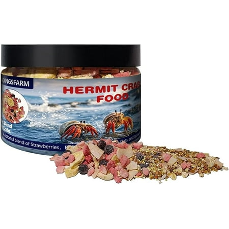 Fruity Buffet Blend Diet, 4.4 oz Food for Hermit Crab, All Natural Hermit Crab Food, High Protein & Nutrient Blend Diet of Oats, Blueberries, Strawberry, Banana Mix for Hermit Crabs