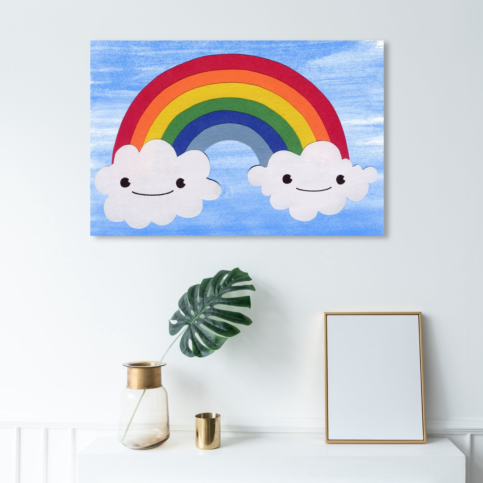 Wynwood Studio 'Rainbow Clouds' Nature and Landscape Wall Art Canvas Print - Blue, Red, 24" x 16"