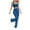 Blue, variant on MELDVDIB Womens Casual Outfits U-Neck Ribbed Backless Sleeveless Crop Tops High Waist Floral Leg Pants Matching 2 Piece Workout Set