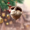 thumbnail image 2 of romoty 3D Resin Sleeping Bunny Christmas Tree Ornament, Woodland White Rabbit in Acorn Nut Shell Hanging Figurine for Holiday Home Decor, 2 of 6