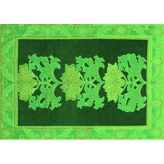 Ahgly Company Indoor Rectangle Abstract Green Modern Area Rugs, 2' x 4'