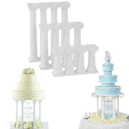

YDxl 4Pcs/Set Cake Rods Non-stick Reble Plastic Delicate Cake Standing Grecian Pillars Gathering Supplies