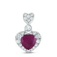 thumbnail image 2 of 10kt White Gold Womens Heart Lab-Created Ruby Fashion Pendant 3/8 Cttw, 2 of 2