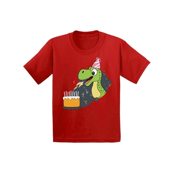 Awkward Styles Dinosaur Birthday Infant Shirt Animal Lover Cute Dinosaur Shirts for Kids Birthday Party Funny Dinosaur with a Birthday Cake Tshirt for Boy Girl Birthday Party T shirts