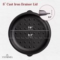 thumbnail image 2 of Cast Iron Lid - Fits 8-Inch" Lodge Skillet Frying Pans or Braiser + Silicone Handle Holder + Care Guide - 20.32cm Pre-Seasoned, 2 of 7