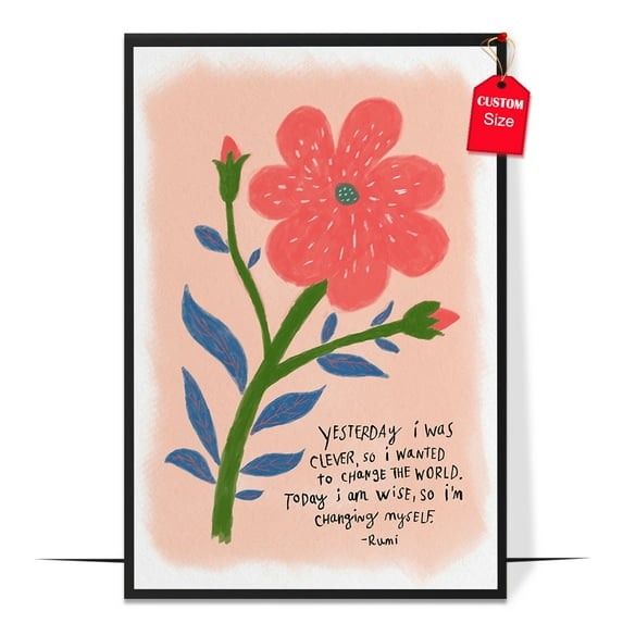LOLUIS I'm Changing Myself Poster, Mental Health Quote Poster, Therapist Office Decor (Unframed 24"x36")
