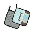 thumbnail image 2 of Letter L Initial Monogram - Blue Stripes Pair of Pot Holders, 2 of 2