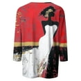 thumbnail image 4 of Craaazy Women's Leisure Prints Round Neck Loose 3/4 Sleeve T-shirts Gifts, 4 of 5