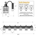 thumbnail image 2 of 6-Light Modern Crystal Bathroom Vanity Lights Black Bathroom Light Fixtures Crystal Vanity Shower Lights Over Mirror, Mirror Glass Crystal Bathroom Vanity Lighting Fixtures, 2 of 7